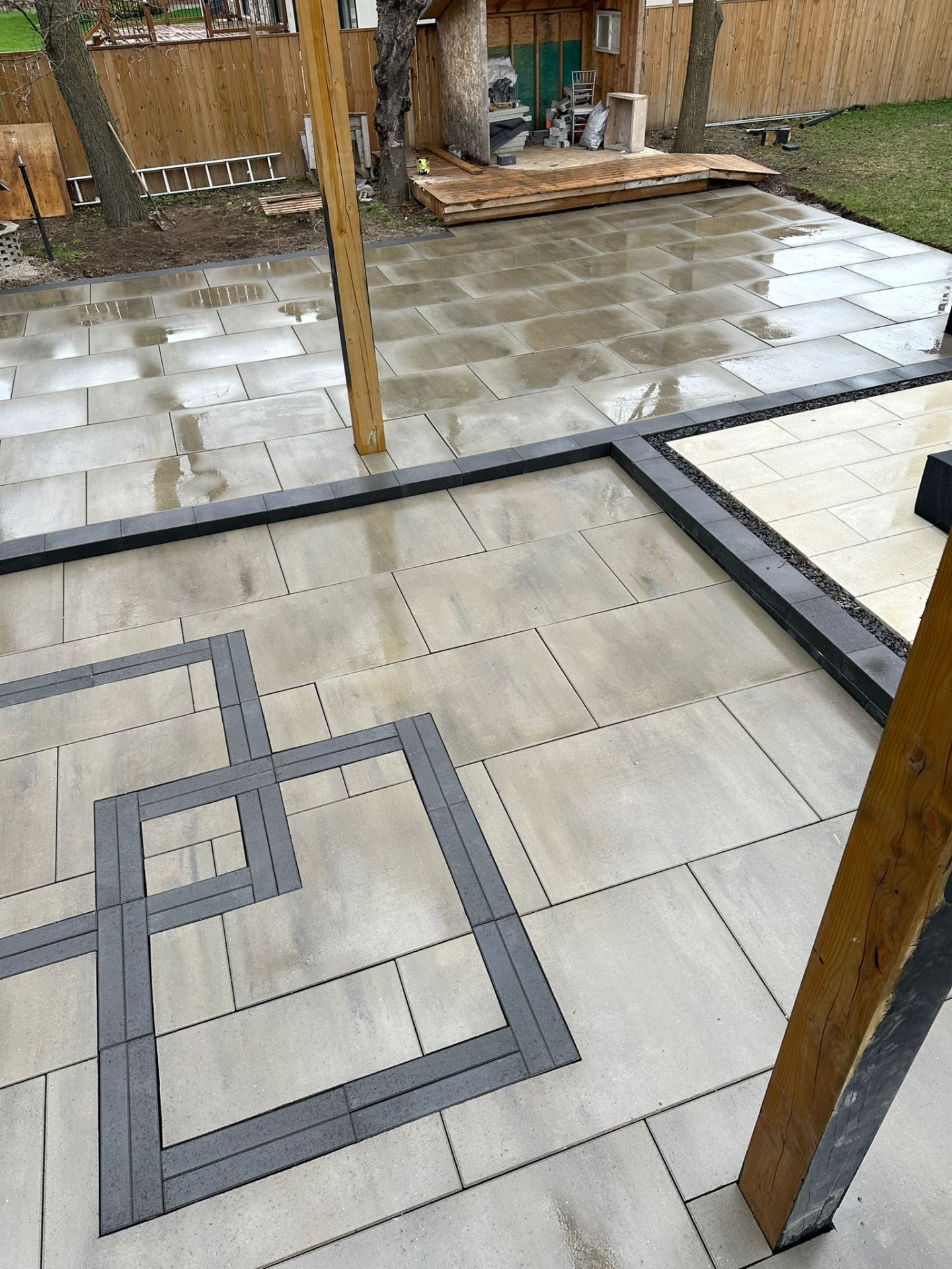 Close-up of interlocking paver pattern