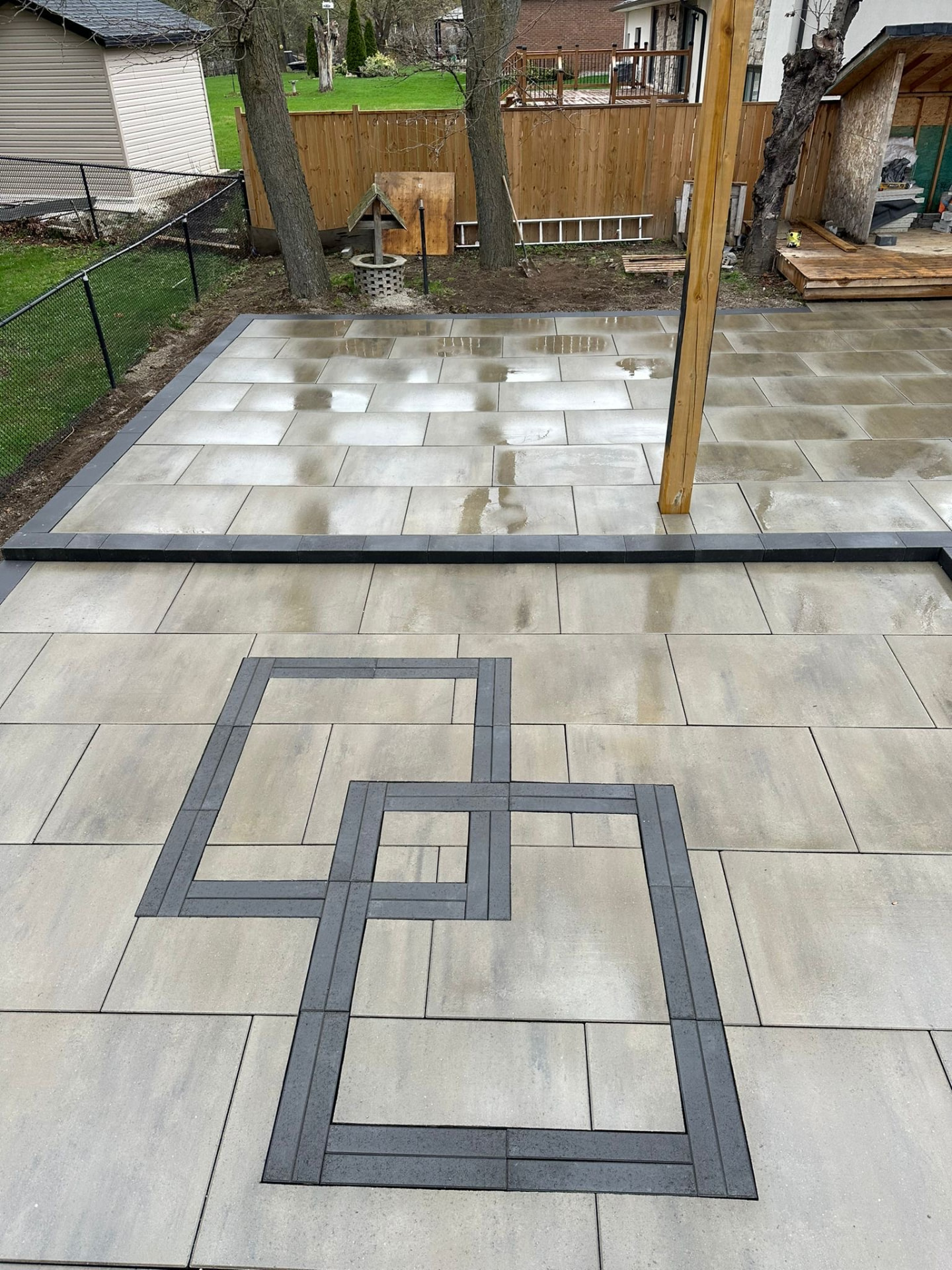 Wet interlocking stone driveway